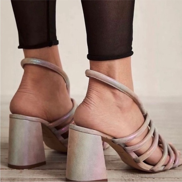 New FREE PEOPLE |‎ COLETTE CINCHED HEEL | RAINBOW METALLIC size 39 /8.5 - Picture 6 of 12